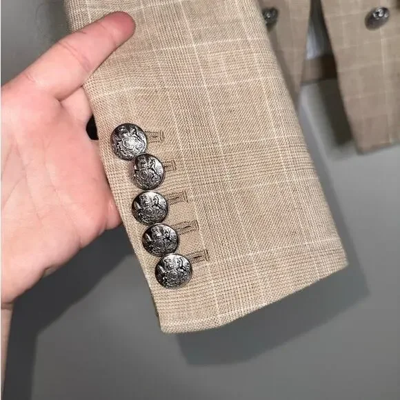 Veronica Beard Diego Dickey Jacket/Blazer Muted Plaid Tan/Cream Size US 0 - Picture 7 of 10